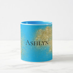 Aqua Gold Glitzy Glitzer Tasse