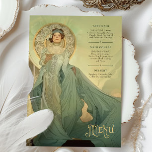 Aqua Gold Jugendstil-Hochzeitskarte Einladung