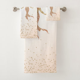 Aqua Gold Meerjungfrau Sparkle Glitzer Confetti    Badhandtuch Set