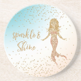 Aqua Gold Meerjungfrau Sparkle Glitzer Confetti Getränkeuntersetzer