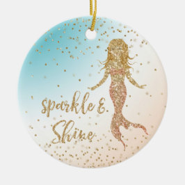 Aqua Gold Meerjungfrau Sparkle Glitzer Confetti Keramik Ornament
