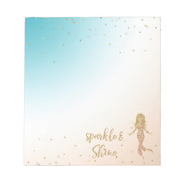 Aqua Gold Meerjungfrau Sparkle Glitzer Confetti Notizblock