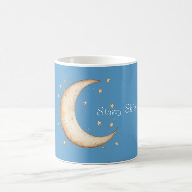 Aqua Gold Mond Sterne Himmel Kaffeetasse (Mittel)