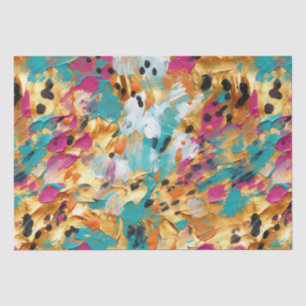 Aqua Gold Pink Leopard Paint Seidenpapier