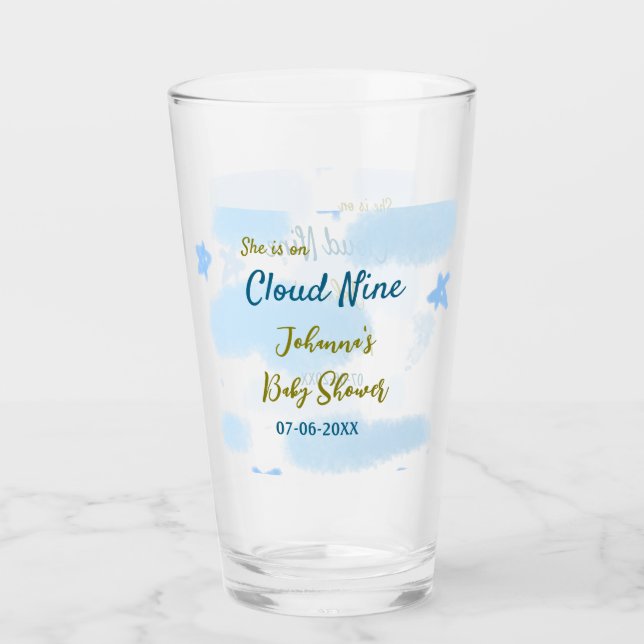 Aqua gold sie ist auf Wolke neun Baby Duschwolken Glas (Vorderseite)