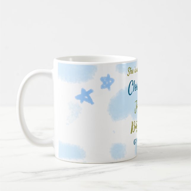 Aqua gold sie ist auf Wolke neun Baby Duschwolken Kaffeetasse (Links)