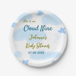 Aqua gold sie ist auf Wolke neun Baby Duschwolken Pappteller