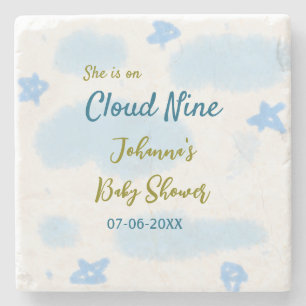 Aqua gold sie ist auf Wolke neun Baby Duschwolken Steinuntersetzer