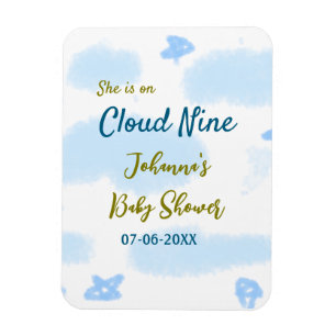 Aqua Gold Sie ist auf Wolke sieben Baby Shower Wol Magnet