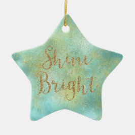 Aqua Gold Sparkle Glitzer Shine Bright Keramik Ornament