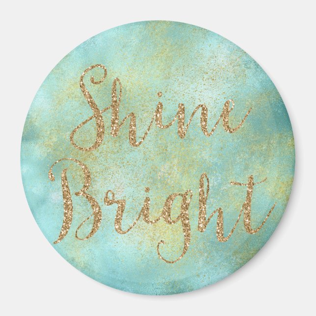 Aqua Gold Sparkle Glitzer Shine Bright Magnet (Vorne)