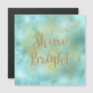 Aqua Gold Sparkle Glitzer Shine Bright Magnetkarte