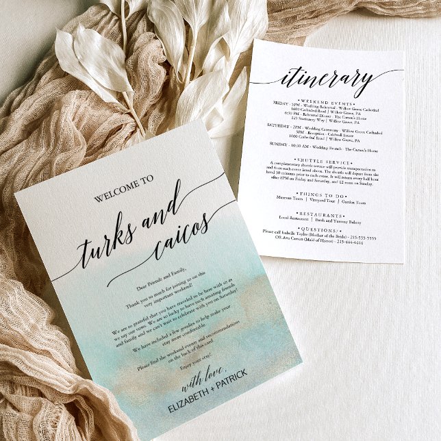 Aqua Gold Turks Caicos Begrüßungsanzeige (Aqua Gold Turks Caicos Welcome Letter Itinerary)