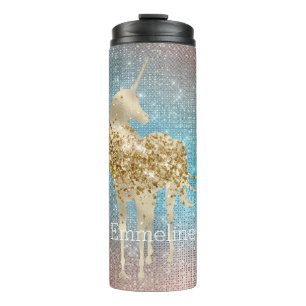 Aqua Gold Unicorn Sparkle Thermosbecher