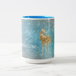 Aqua Gold Unicorn Sparkle Zweifarbige Tasse