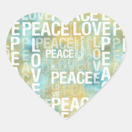 Aqua Gold White Peace Liebe Herz-Aufkleber