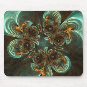 Aqua Gold Wirbel Fraktal Art Mousepad