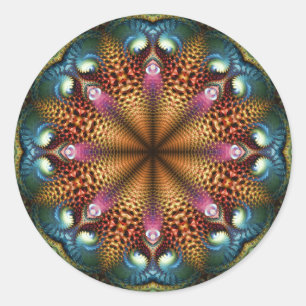 Aqua Golden Mandala Fraktal Star Sticker