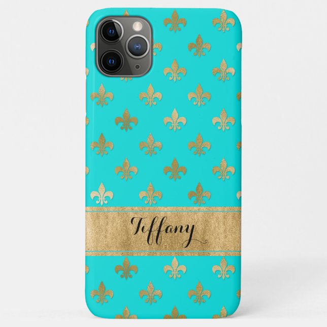 Aqua, Goldfleur-de-lis Case-Mate Case-Mate iPhone Hülle (Rückseite)