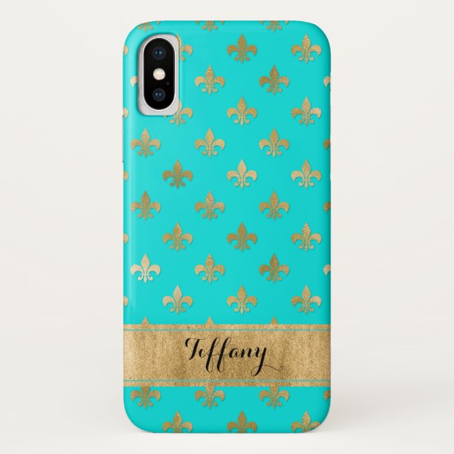 Aqua, GoldLilie Case-Mate iPhone X Fall Hülle (Rückseite)