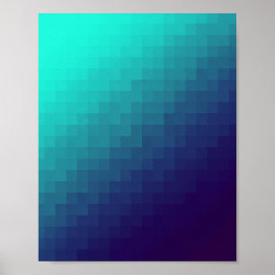 Aqua Gradient Pixels - Moderne Tech Art Poster