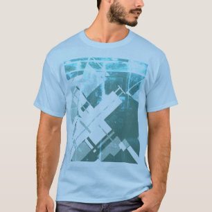 Aqua Grau-Grün Diagonales MCM-inspiriertes Abstrak T-Shirt