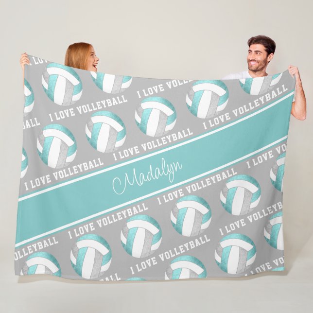 Aqua-Graumädchen Liebe Volleyball-Sportsaal Fleecedecke (Beispiel)