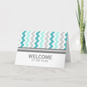 Aqua Gray Chevron Employee Welcome to the Team Karte