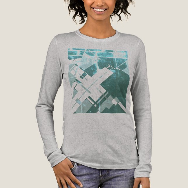 Aqua Gray-Green Diagonal MCM inspiriert Abstrakt Tri-Blend Shirt (Vorderseite)