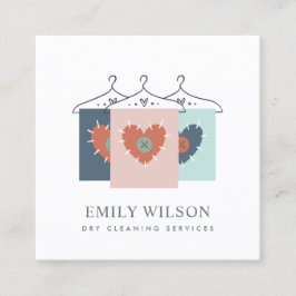 AQUA GRAY ORANGE BLUSH HANGING CLOTHES DRYCLEANER QUADRATISCHE VISITENKARTE