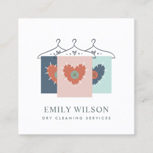 AQUA GRAY ORANGE BLUSH HANGING CLOTHES DRYCLEANER QUADRATISCHE VISITENKARTE
