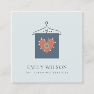 AQUA GRAY ORANGE BLUSH HANGING CLOTHES DRYCLEANER QUADRATISCHE VISITENKARTE