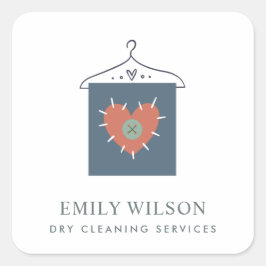 AQUA GRAY ORANGE RED HANGING CLOTHES DRYCLEANER QUADRATISCHER AUFKLEBER