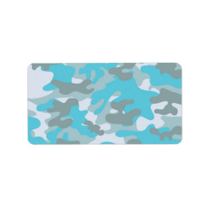 Aqua Gray White Camouflage Design Adressaufkleber