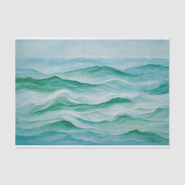 Aqua Green and Blue Ocean, Sea Waves with Blue Sky Seidenpapier (Vorderseite)