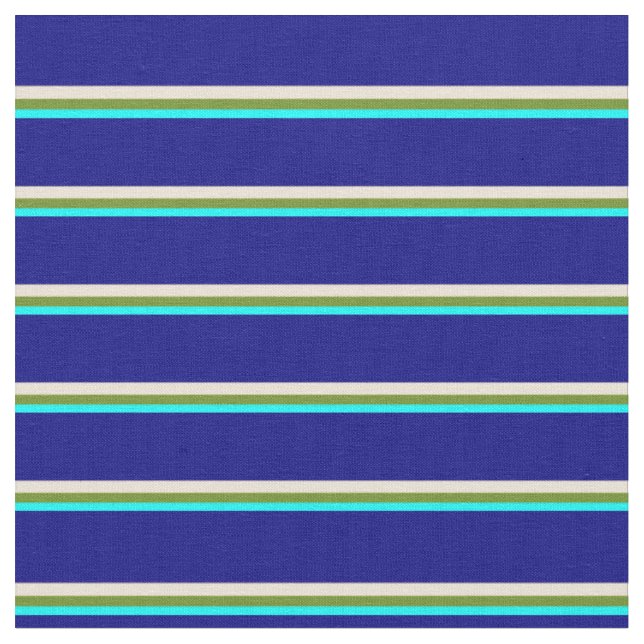 Aqua, Green, Bisque und Blue Pattern Stoff (Nahaufnahme)
