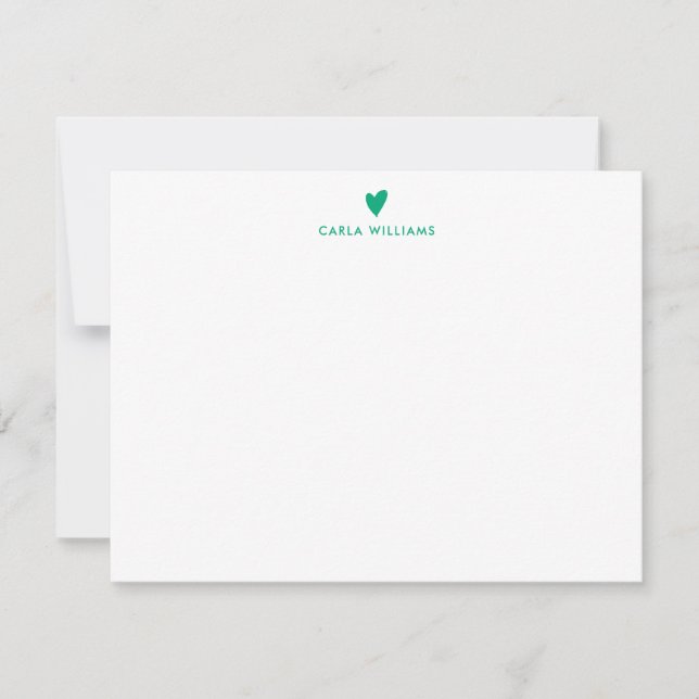 AQUA GREEN Doodle Heart Formal Classic Family Mitteilungskarte (Vorderseite)