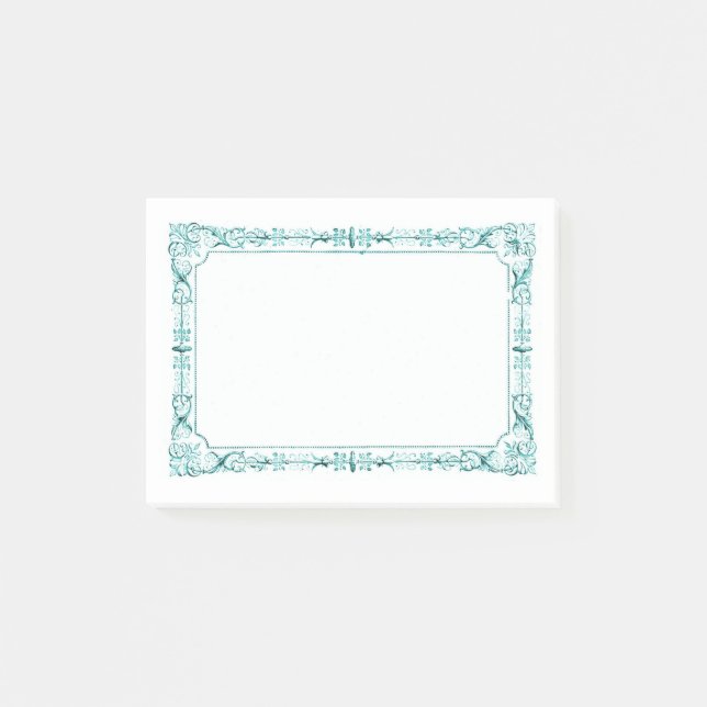 Aqua Green Extravagant Frame Post-it Klebezettel (Vorderseite)