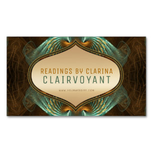 Aqua Green Gold Fraktal Arts Clairvoyant Readings Magnetische Visitenkarte