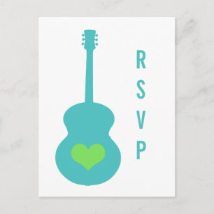 Aqua/Green Guitar Heart UAWG Postcard Einladungspostkarte