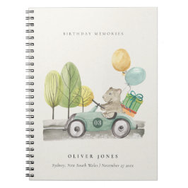 Aqua Green jedes Alter Geburtstagsparty Teddy Car Notizblock