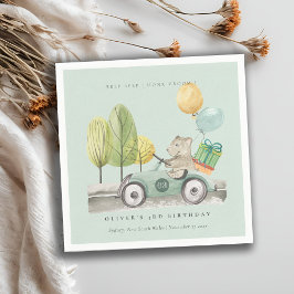 Aqua Green jedes Alter Geburtstagsparty Teddy Car Serviette