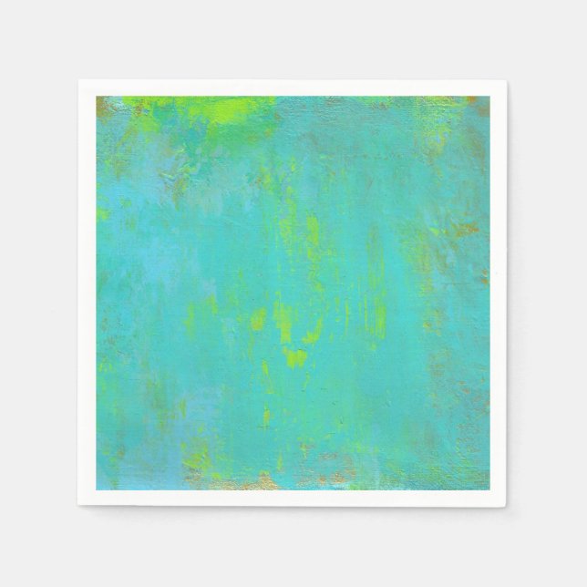 Aqua Green, Limon und Braun Ochre Grunge Abstrakt Serviette (Vorderseite)