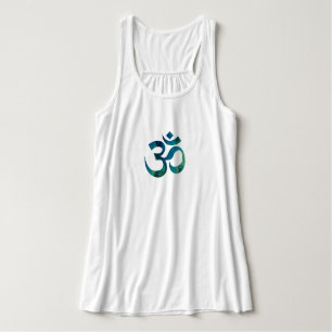 Aqua & Green Om Symbol Flowy Yoga Tank Top