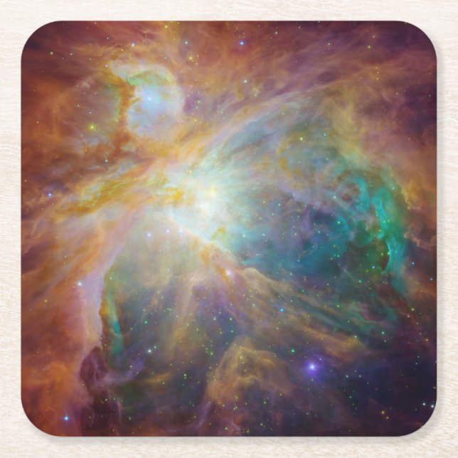 Aqua Green Orion Nebula Celestial Foto Rechteckiger Pappuntersetzer (Vorderseite)