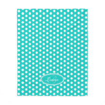 Aqua Green Polka Dot individuelle Name Decke