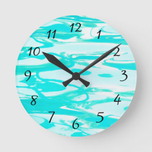 Aqua Green Pool Water Abstract Background Runde Wanduhr
