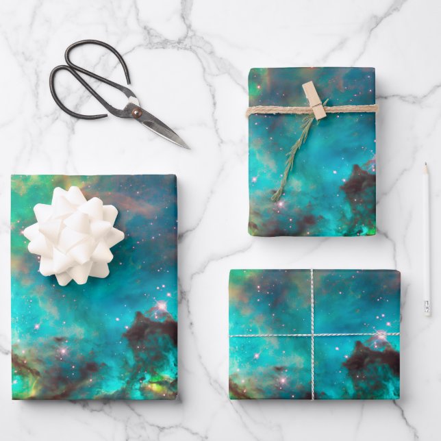 Aqua Green Star Cluster NGC 2074 LMC Geschenkpapier Set (Vorderseite)