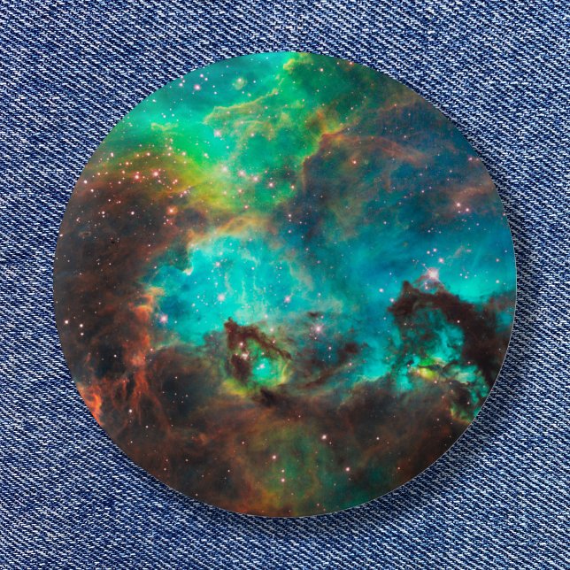 Aqua Green Star Cluster Space Foto Button (Aqua Green Star Cluster Space Photo Pinback Button)