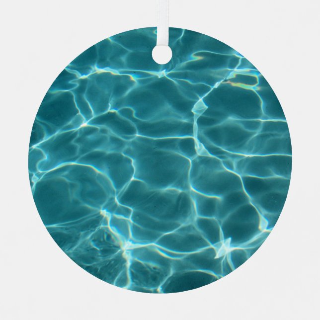 Aqua Green Swimming Pool Foto Ornament Aus Metall (Vorderseite)